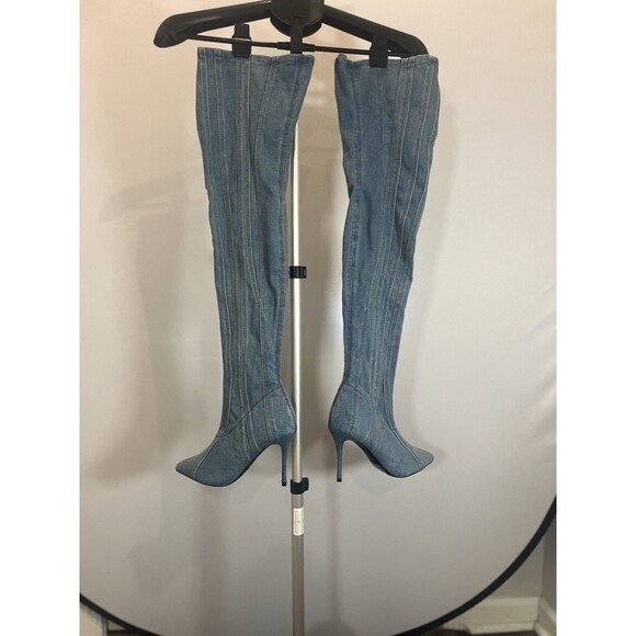 Steve Madden Over The Knee Blue Jean Groovy Boots- Size 7.5 Women's - Picture 2 of 10